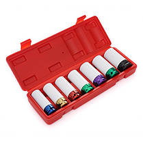 Набір спеціальних головок для литих дисків 1/2" 7 шт Kraft Dele KD11752 комплект ударних головок, фото 3