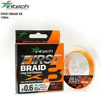 Шнур плетений Intech First Braid X8 Orange 100m 1.2 22lb 9.99kg