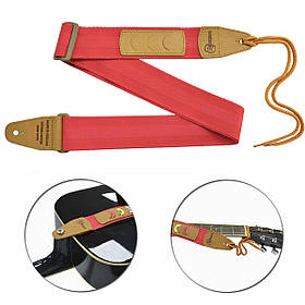 Гітарний ремінь з комірками для медіаторів та термотисненням Renesans GR-4 Red (червоний)