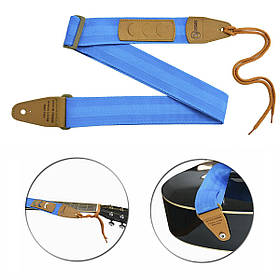 Гітарний ремінь з комірками для медіаторів та термотисненням Renesans GR-4 Blue (блакитний)