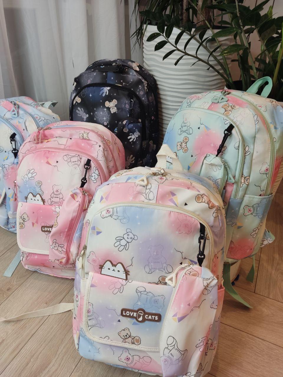 Шкільний яскравий рюкзак СКАЗНІ МЕДВІЖАТУ Дуже місткий портфель ранець. Шкільні рюкзаки, фото 1