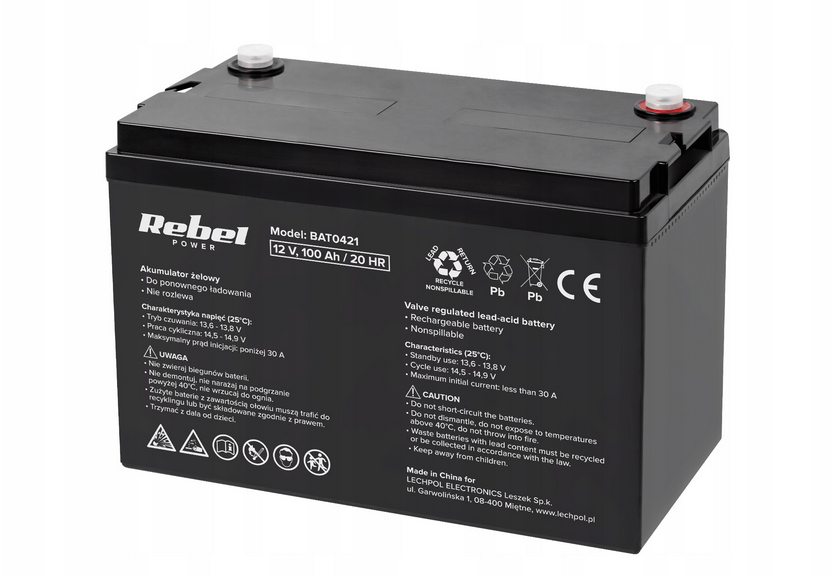 Гелевий акумулятор Rebel 12V 100Ah BAT0421