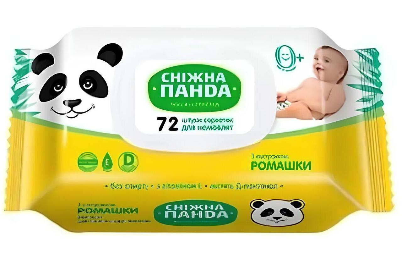 Вологі серветки з екстрактом ромашки Снігова Панда, 72 шт.