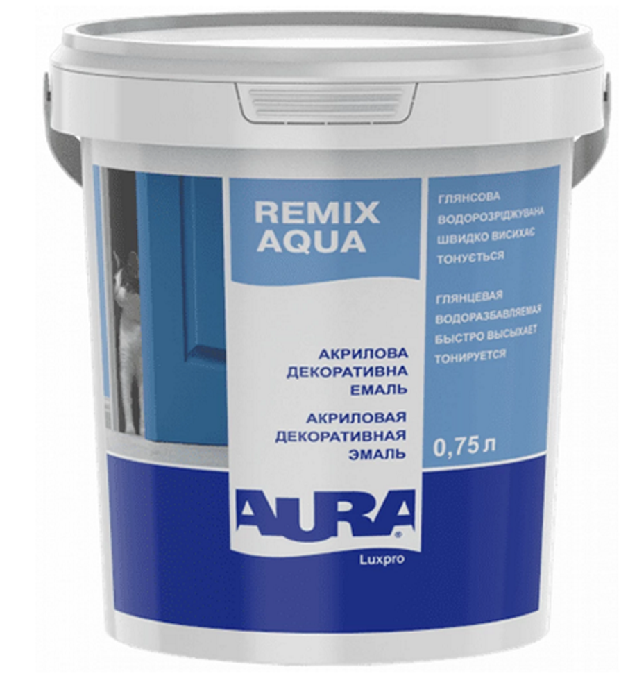 Акрилова глянцева емаль Aura Luxpro Remix Aqua 70, біла, 0,75л