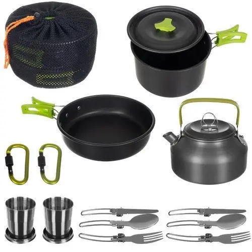 Набір туристичного посуду 3в1 алюмінієвий, Cooking Set DS-308 (чайник, каструля, сковорідка), фото 1