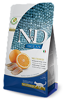 Сухий корм для котів Farmina N&D Grain Free Ocean Sterilized 5кг оселедець та апельсин