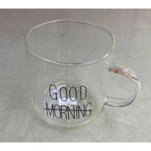 Чашка скляна Stenson R92954 "Good Morning" 380мл