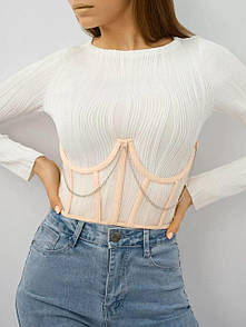 Корсет Women з декоративним ланцюжком, Декоративний корсет, Широкий корсет з каркасом сіточка