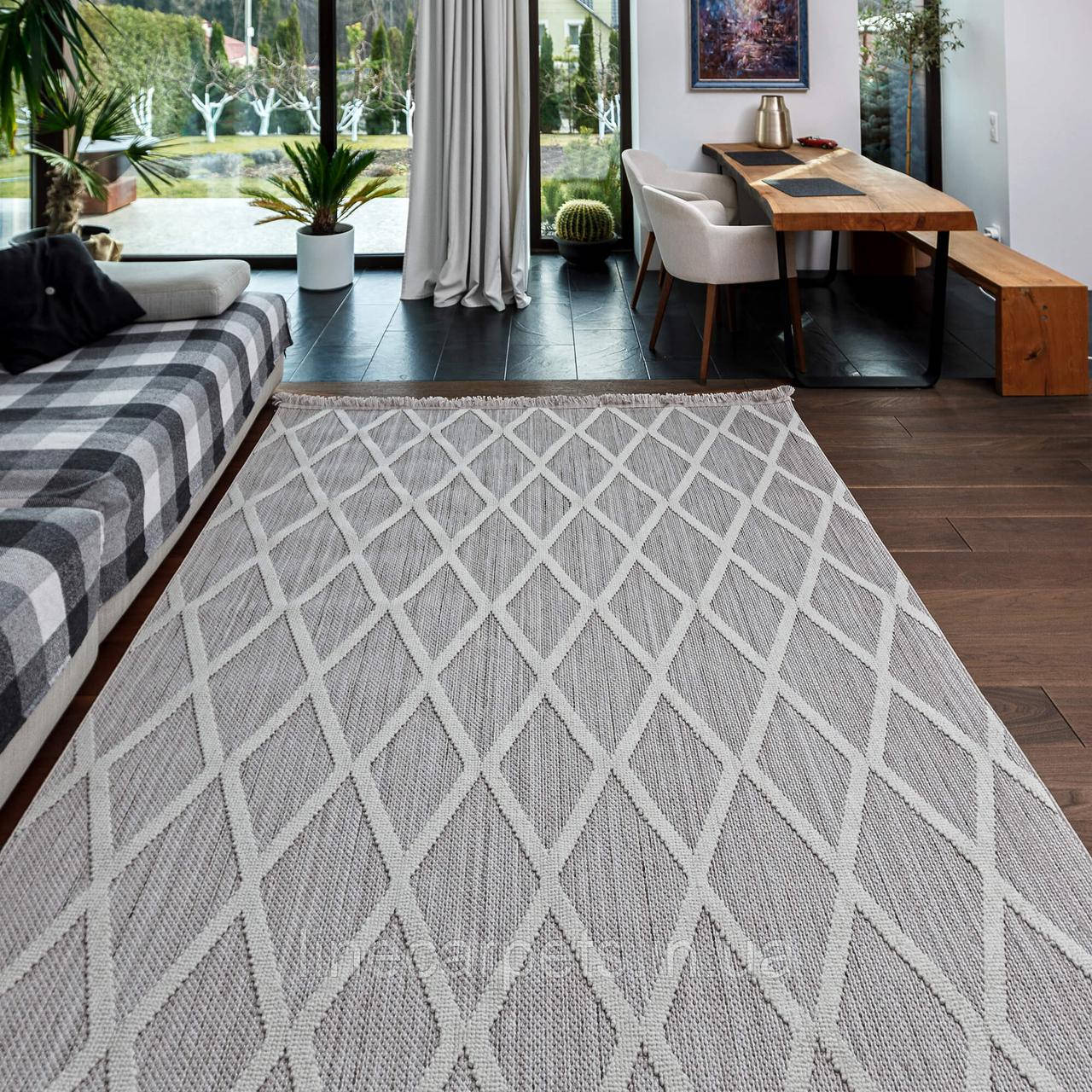 Безворсовий турецький килим AGRA ER21B white-l.grey, фото 1