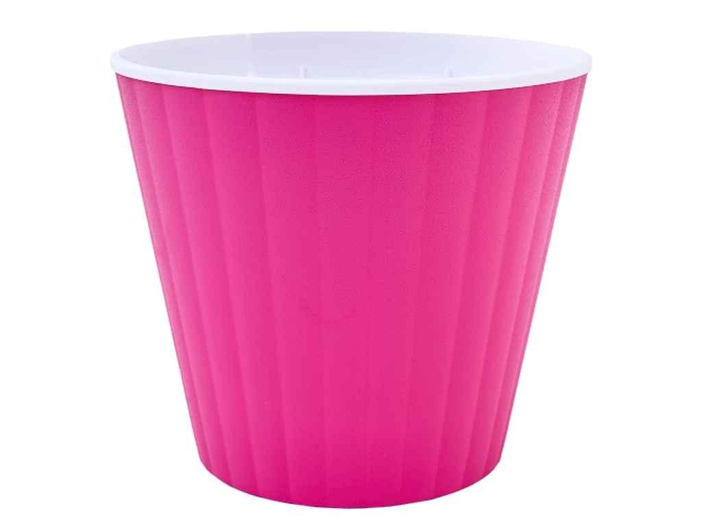 Вазон 1,6л Ібіс подвійне дно 15,7*13,0; (т.рожевий-білий) 114034 ТМ АЛЕАНА FG