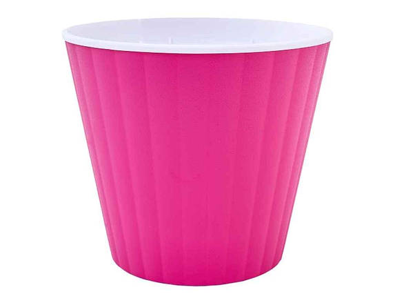 Вазон 1,6л Ібіс подвійне дно 15,7*13,0; (т.рожевий-білий) 114034 ТМ АЛЕАНА FG, фото 1