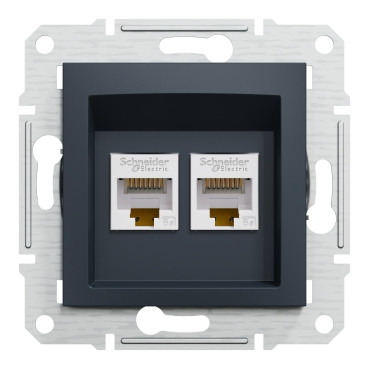 Розетка комп'ютерна RJ45 cat5e UTP подвійна Schneider Electric Asfora Антрацит EPH4400171