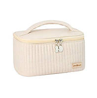 Косметичка зі штучної шкіри, дорожній органайзер для косметики Бежева