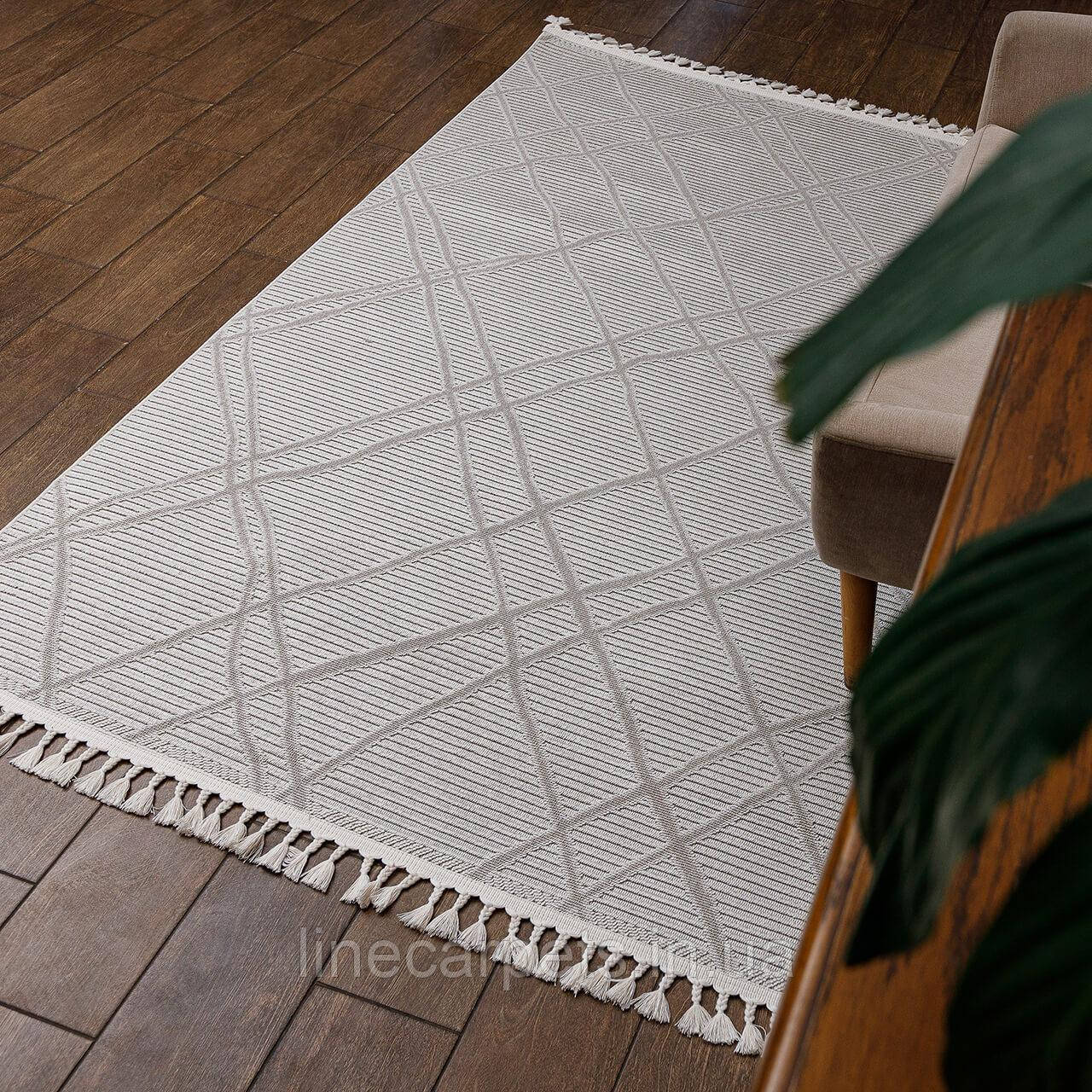 Плетений турецький килим без ворсу HELSINKI FR95A cream-beige, фото 1