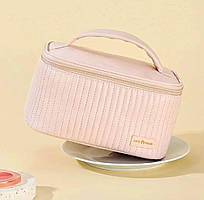 Косметичка зі штучної шкіри, дорожній органайзер для косметики Рожева