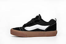 Кеди чоловічі Vans KNU Skool Black Brown Ванс Олд Скул Кну низькі унісекс чорно-білі замша, фото 5