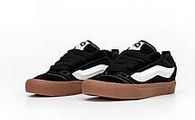 Кеди чоловічі Vans KNU Skool Black Brown Ванс Олд Скул Кну низькі унісекс чорно-білі замша, фото 6