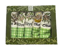 Подарочный набор кухонных полотенец Вафельное полотно 5 шт Турция 40*60 см Олива