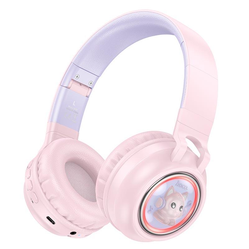 Навушники бездротові Bluetooth HOCO Cute fun W50, рожеві, фото 1