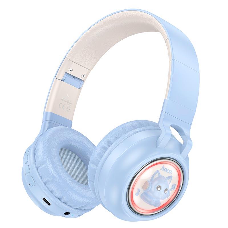 Навушники бездротові Bluetooth HOCO Cute fun W50, блакитні, фото 1