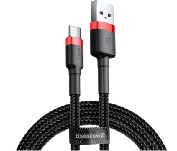 Дата-кабель Baseus Cafule CATKLF-C91 2m USB (тато)  -  USB Type C (тато) Black Red, фото 1