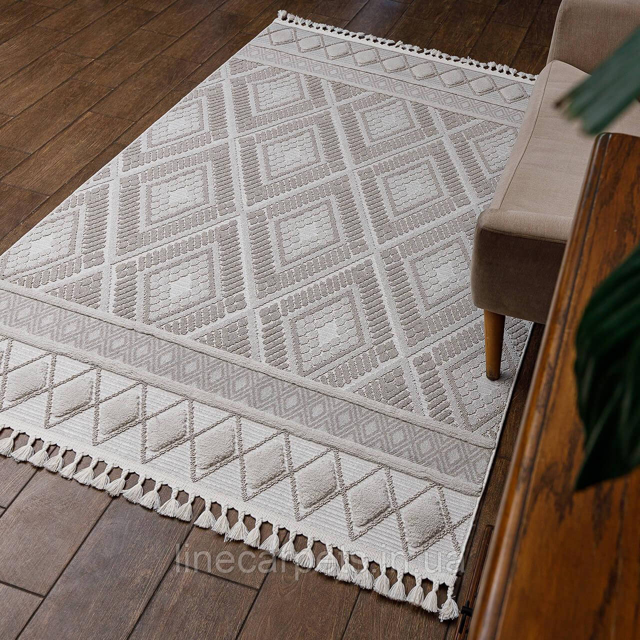 Скандинавський бежевий рельєфний килим HELSINKI EZ62B cream-beige, фото 1