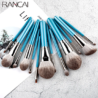 Набір косметичних пензлів для обличчя та очей RANCAI, кукурудзяне волокно, 13 штук, у блакитному кольорі
