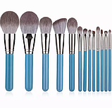 Набір косметичних пензлів для обличчя та очей RANCAI, кукурудзяне волокно, 13 штук, у блакитному кольорі, фото 2