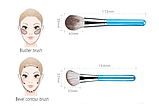 Набір косметичних пензлів для обличчя та очей RANCAI, кукурудзяне волокно, 13 штук, у блакитному кольорі, фото 5