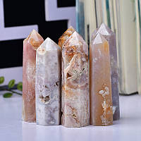 Обеліск Агат сакура, стовпчик з натурального вишневого агату, вага 40-70 г, висота 7-8 см, кристал халцедону