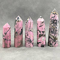 Обеліск Родоніт, стовпчик з натурального рожево-чорного мінералу, вага 40-70 г, висота 7-8 см, кристал родоніт