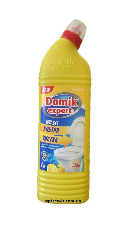 Гель для чищення WC Domik Expert De ультрабілий 1000 мл, фото 1