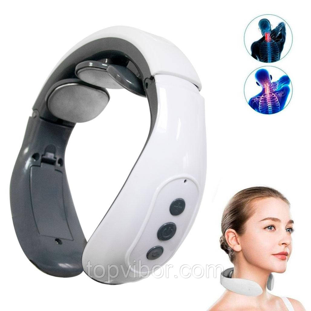 Уцінка! Масажер для шиї "Smart Neck Massager HX-1680" Білий, електро імпульсний масажер для шиї