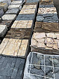 Фасадна плитка плашка із сланцю "Смарагд" дикий камінь для цоколя, фасаду, облицювання будинку, мощення доріжок, фото 4