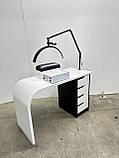 Манікюрний стіл для майстра манікюру PREMIUM-01А однотумбовий радіусний манікюрний стіл для салону краси, фото 4