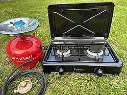 Газова плита двухкомфорна + Балон газовий 5л + редуктор зі шлангом + пальник на балон у подарунок