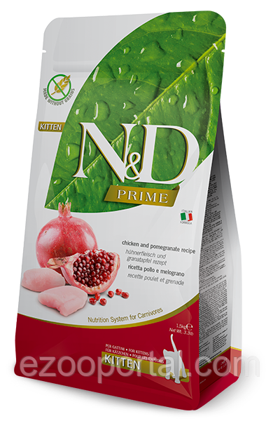 Сухий корм для кошенят Farmina N&D Grain Free Prime 1,5кг курка та гранат
