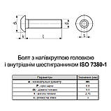 ISO7380-1 М5х12 10.9 гвинт цинк білий повна різьба крок 0,8 [5I22000005I2501220] напівкругла HX3 Metalvis, фото 3