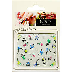 Самоклеючі Наклейки для Нігтів 3D Nail Stickers FPН 13 Квіти, Декори для Нігтів, Манікюр