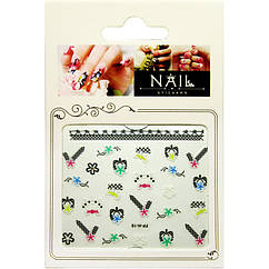 Самоклеючі Наклейки для Нігтів 3D Nail Stickers FPН 16 Квіти Сітка, Для Декору і Дизайну Нігтів