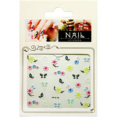 Самоклеючі Наклейки для Нігтів 3D Nail Stickers FPН 19 Метелики, Квіти, Гірлянди, Декор Нігтів