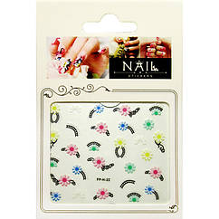Наліпки Самоклеючі для Нігтів 3D Nail Stickers FPН 22 Квіти Орнамент на Френч, Дизайн Нігтів.