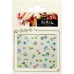 Наліпки Самоклеючі для Нігтів 3D Nail Stickers FPН 25 Ніжні Цеты, Завитки і Рядок, Манікюр.