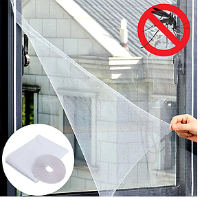 Москітна сітка для вікон (130х150 см), на самоклейній стрічці/антимоскітна віконна сітка від комарів