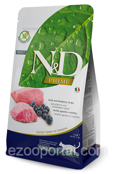 Сухий корм для котів Farmina N&D Grain Free Prime 1,5кг з ягням та чорницею