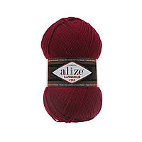 Пряжа Alize Lanagold Fine № 390 темно-червоний (Напіввовна Алізе Ланаголд Файн)