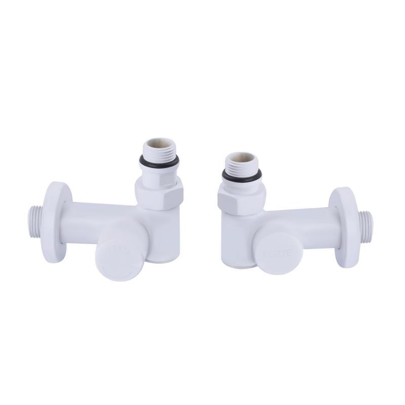 Комплект кранів SD Forte 1/2" НР для рушникосушарки кутовий бiлий SF395W15HEW, фото 1