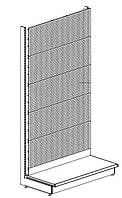 Стеллаж торговый в магазин с полками и перфорированной панельной стенкой