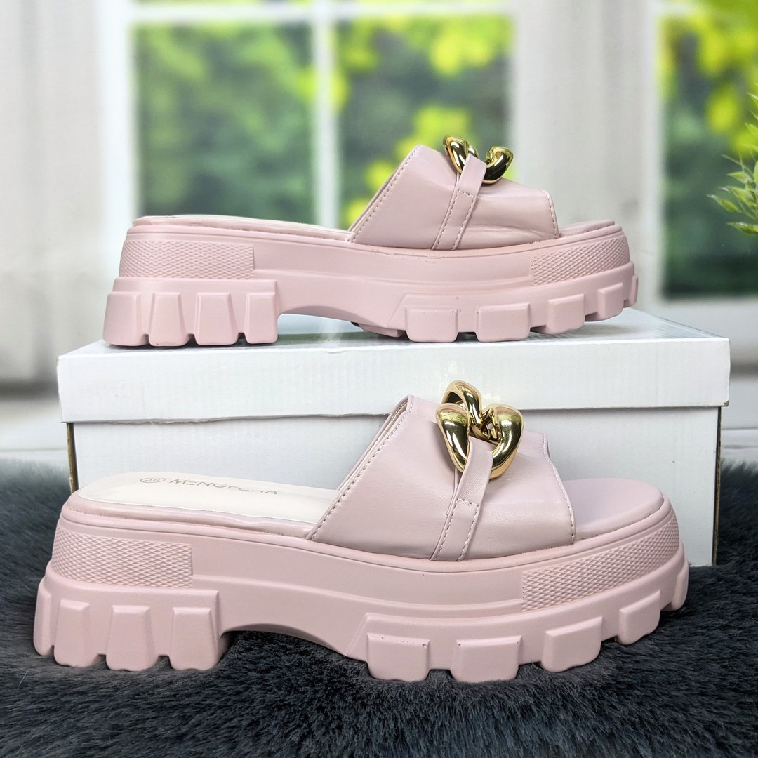 Шльопанці жіночі рожеві еко-шкіра на платформі Mengfuna 4512, фото 1