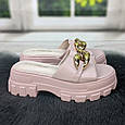 Шльопанці жіночі рожеві еко-шкіра на платформі Mengfuna 4512, фото 4